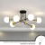 Lustra cu Abajur Alb Rotund, PENTHOUSE Lounge, 6xE27, Negru / Auriu, Metal ModernLight Concept
