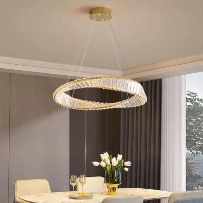 Lustra LED cu telecomanda si cristal LUIGI, 35W, lumina Rece/Calda/Neutra, Dimabila, Auriu ModernLight Concept