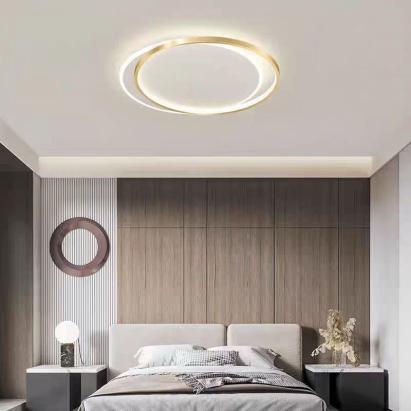 Lustra LED cu telecomanda SOLARA 60W, 2 Cercuri, lumina Rece/Calda/Neutra, Dimabila, Auriu Alb ModernLight Concept