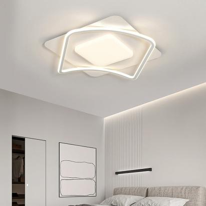 Lustra LED cu telecomanda MODERNO 106W, 2 Patrate, lumina Rece/Calda/Neutra, Dimabila, Alb ModernLight Concept