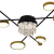 Lustra LED cu telecomanda si cristal GUIDA 38W, 6 Elemente, lumina Rece/Calda/Neutra, Dimabila, Negru Auriu ModernLight Concept