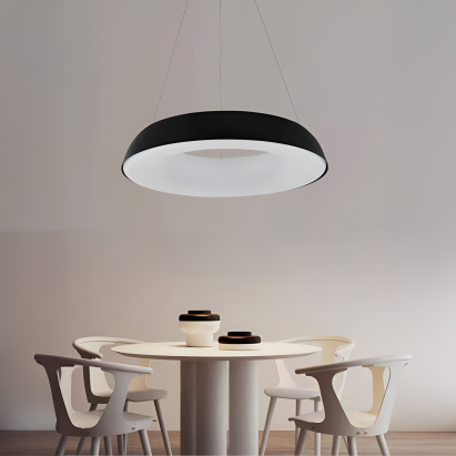 Lustra LED suspendata cu Telecomanda CHIARA, 74W, Lumina Rece/Calda/Neutra, Dimabila, Negru ModernLight Concept