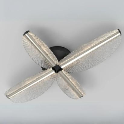 Lustra LED cu Telecomanda TULLIO 35W, 4 Petale, lumina Rece/Calda/Neutra, Dimabila, Negru ModernLight Concept