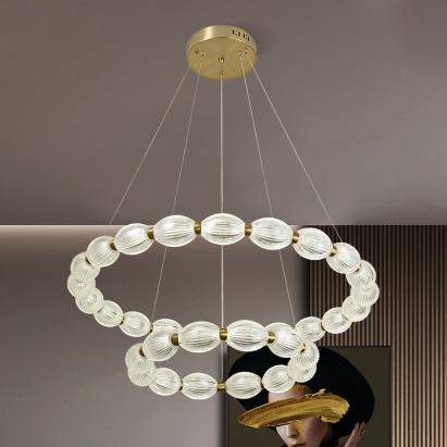 Lustra LED suspendata cu telecomanda FAUSTO, 85W, lumina Rece/Calda/Neutra, Dimabila,Inaltime Reglabila, Auriu ModernLight Concept