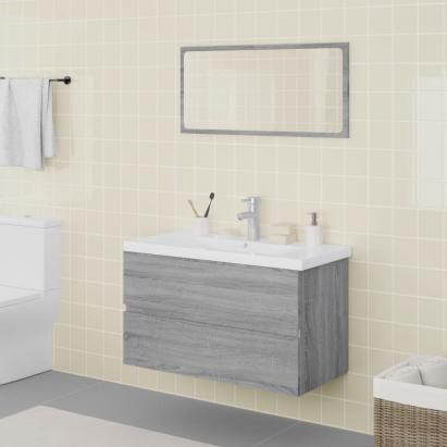 Set de mobilier de baie, gri sonoma, lemn prelucrat GartenMobel Dekor