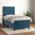 Pat box spring cu saltea, albastru închis, 80x200 cm, catifea GartenMobel Dekor