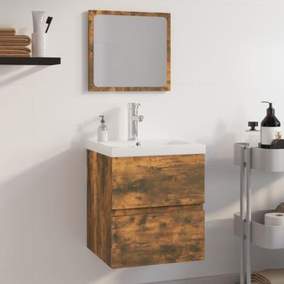 Set de mobilier de baie, stejar fumuriu, lemn prelucrat GartenMobel Dekor