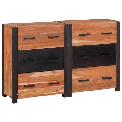 Bufet 3 pcs Maro 110 x 30 x 75 cm Lemn masiv de acacia GartenMobel Dekor