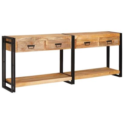 Masă de consolă 2 pcs Maro Lemn masiv de mango nefinisat GartenMobel Dekor