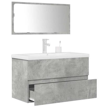 Set mobilier de baie, 3 piese, gri beton, lemn compozit GartenMobel Dekor