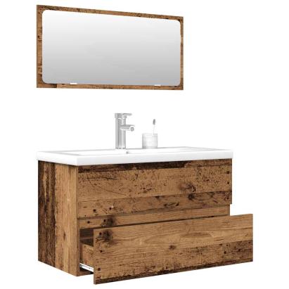 Set mobilier de baie, 3 piese, lemn vechi, lemn prelucrat GartenMobel Dekor
