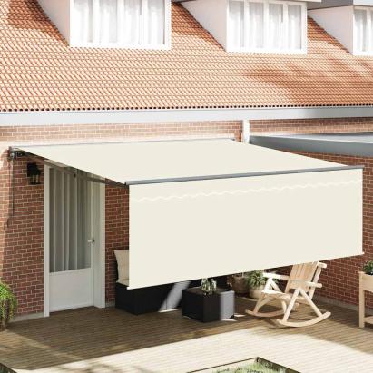 Cortina Retractabilă Crem 350 x 250 cm Material textil, Metal GartenMobel Dekor