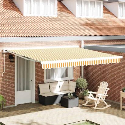 Cortina Retractabilă Galben și alb 400 × 300 cm Stofă și Metal GartenMobel Dekor