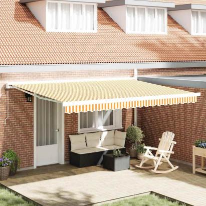 Cortina Retractabilă Manual portocaliu și alb 450 × 300 cm GartenMobel Dekor
