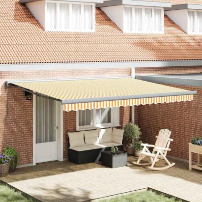 Cortina Retractabilă Manual portocaliu și alb 450 × 300 cm GartenMobel Dekor