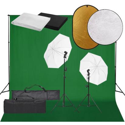 Set studio foto cu lampă, fundal și reflector GartenMobel Dekor