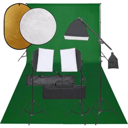 Set studio foto cu set de lumini, fundal și reflector GartenMobel Dekor