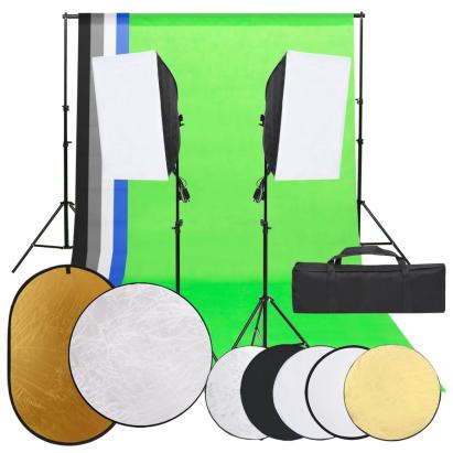 Set studio foto cu lumină, fundal și reflector GartenMobel Dekor