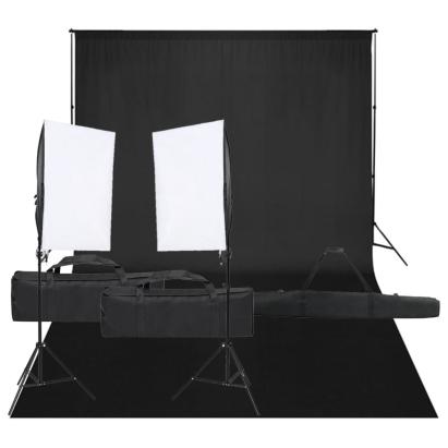 Kit studio foto cu set de lumină și fundal GartenMobel Dekor