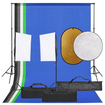 Set studio foto cu lumină, fundal și reflector GartenMobel Dekor