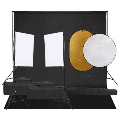 Set studio foto cu lumină, fundal și reflector GartenMobel Dekor