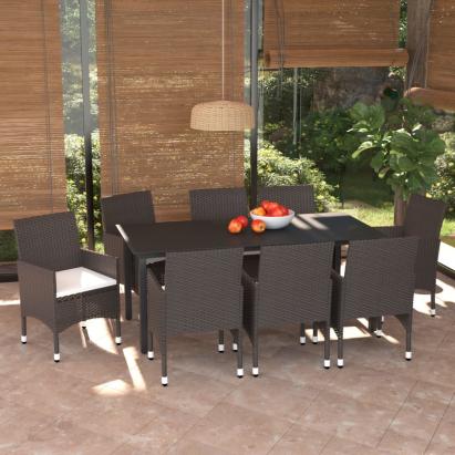 Set mobilier de grădină cu perne, 9 piese, maro, poliratan GartenMobel Dekor