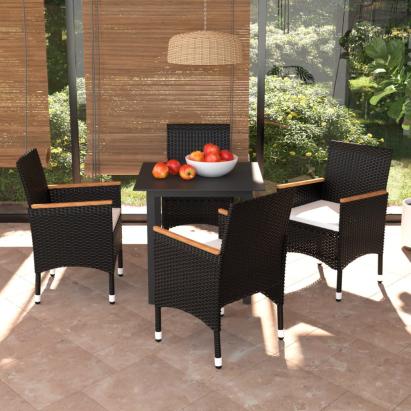 Set mobilier de grădină cu perne, 5 piese, negru, poliratan GartenMobel Dekor