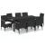 Set mobilier de grădină cu perne, 9 piese, negru, poliratan GartenMobel Dekor