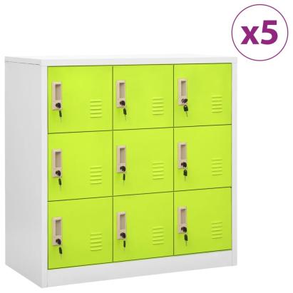 Dulapuri vestiar 5 buc. gri deschis și verde 90x45x92,5 cm oțel GartenMobel Dekor