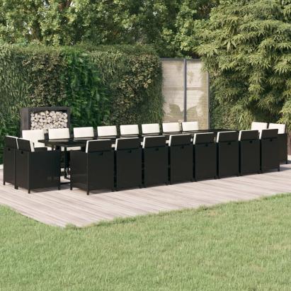 Set mobilier de grădină cu perne, 21 piese, negru, poliratan GartenMobel Dekor
