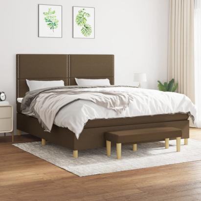 Pat box spring cu saltea, maro închis, 160x200 cm, textil GartenMobel Dekor