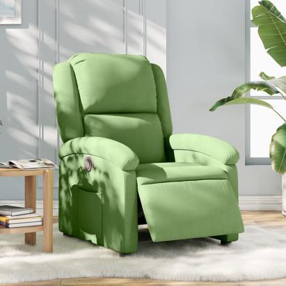 Fotoliu rabatabil electric, verde deschis, catifea GartenMobel Dekor