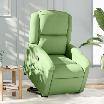Fotoliu rabatabil cu ridicare, verde deschis, catifea GartenMobel Dekor