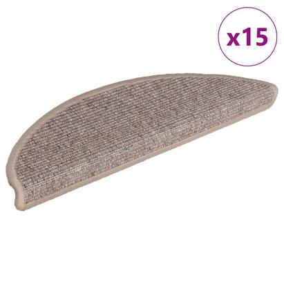 Covorașe pentru scări, 15 buc., 56x17x3 cm, bej închis, semirotunde GartenMobel Dekor