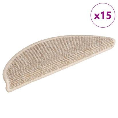 Covorașe pentru scări, 15 buc., 56x17x3 cm, bej deschis, semirotunde GartenMobel Dekor