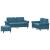 Set de canapele cu perne, 3 piese, albastru, catifea GartenMobel Dekor
