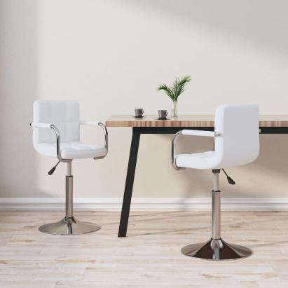 Scaune de bucătărie pivotante, 2 buc., alb, piele artificială GartenMobel Dekor