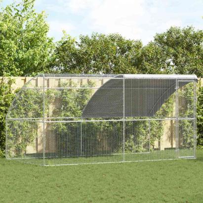 Cușcă pentru pui Argintiu 400 x 200 x 198.5 cm Oțel galvanizat GartenMobel Dekor