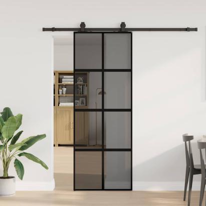 Ușă glisantă cu set feronerie neagră 76x205cm sticlă securizată GartenMobel Dekor