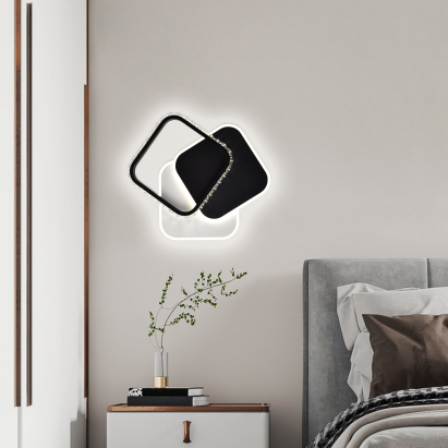 Lustra LED cu cristal PRISMIQ 34W, 3 Patrate, lumina Rece/Calda/Neutra, Negru ModernLight Concept