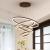 Lustra LED suspendata cu telecomanda CASIANA 130W, 4 Cercuri, lumina Rece/Calda/Neutra, Dimabila, Negru, Inaltime Reglabila ModernLight Concept