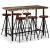 Set mobilier bar, 7 piese lemn masiv reciclat și piele naturală GartenMobel Dekor