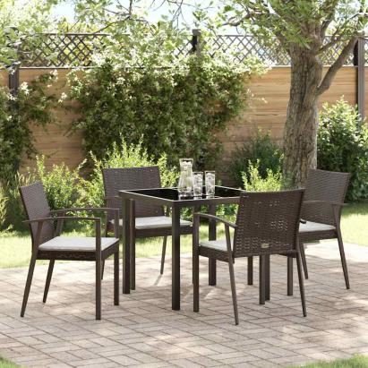 Set de masă pentru grădină 5 pcs Maro Rattan poli GartenMobel Dekor
