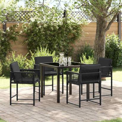 Set de masă pentru grădină 5 pcs Negru poliratan GartenMobel Dekor