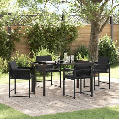 Set de masă pentru grădină 5 pcs Negru poliratan GartenMobel Dekor