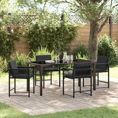 Set de masă pentru grădină 5 pcs Negru poliratan GartenMobel Dekor