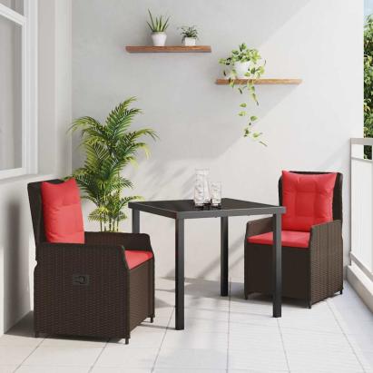 Set de masă pentru grădină 3 pcs Maro Rattan poli GartenMobel Dekor