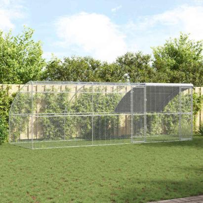 Cușcă pentru pui Argintiu 600 x 200 x 198.5 cm Oțel galvanizat GartenMobel Dekor