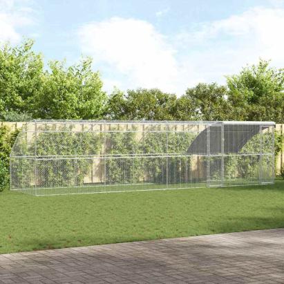 Cușcă pentru pui Argintiu 800 x 200 x 198.5 cm Oțel galvanizat GartenMobel Dekor