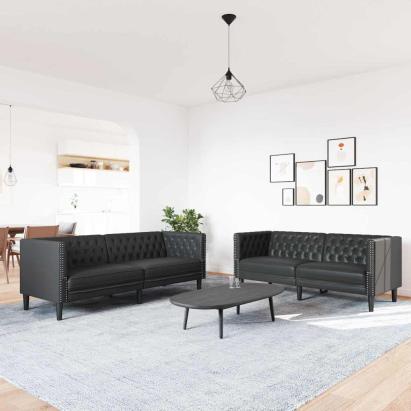 Set de canapea 2 pcs Negru 194 x 74.5 x 70.5 cm GartenMobel Dekor